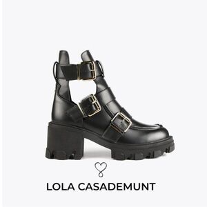 Lola Casademunt Buckle Anke Black Combat Boot